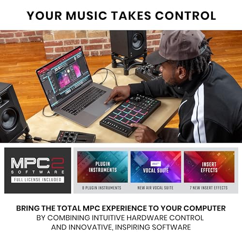 Image of Akai Professional MPC Studio MIDI Controller Beat Maker with 16 Velocity Sensitive RGB Pads, MPC Software, Assignable Touch Strip and LCD Display
