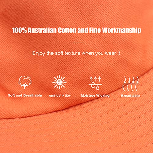 Image of Bucket Hat for Women Men, Reversible Cotton Summer Sun Beach Cap Solid Color Style
