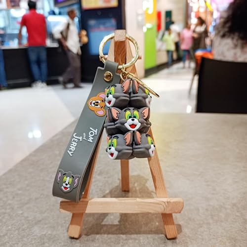 Image of Cute Cartoon Character Silicone 3D Key Chain with Strap Charm & Metal Hook, Merchandise Key Rings Gift for Kids Girls Boys Men & Women
