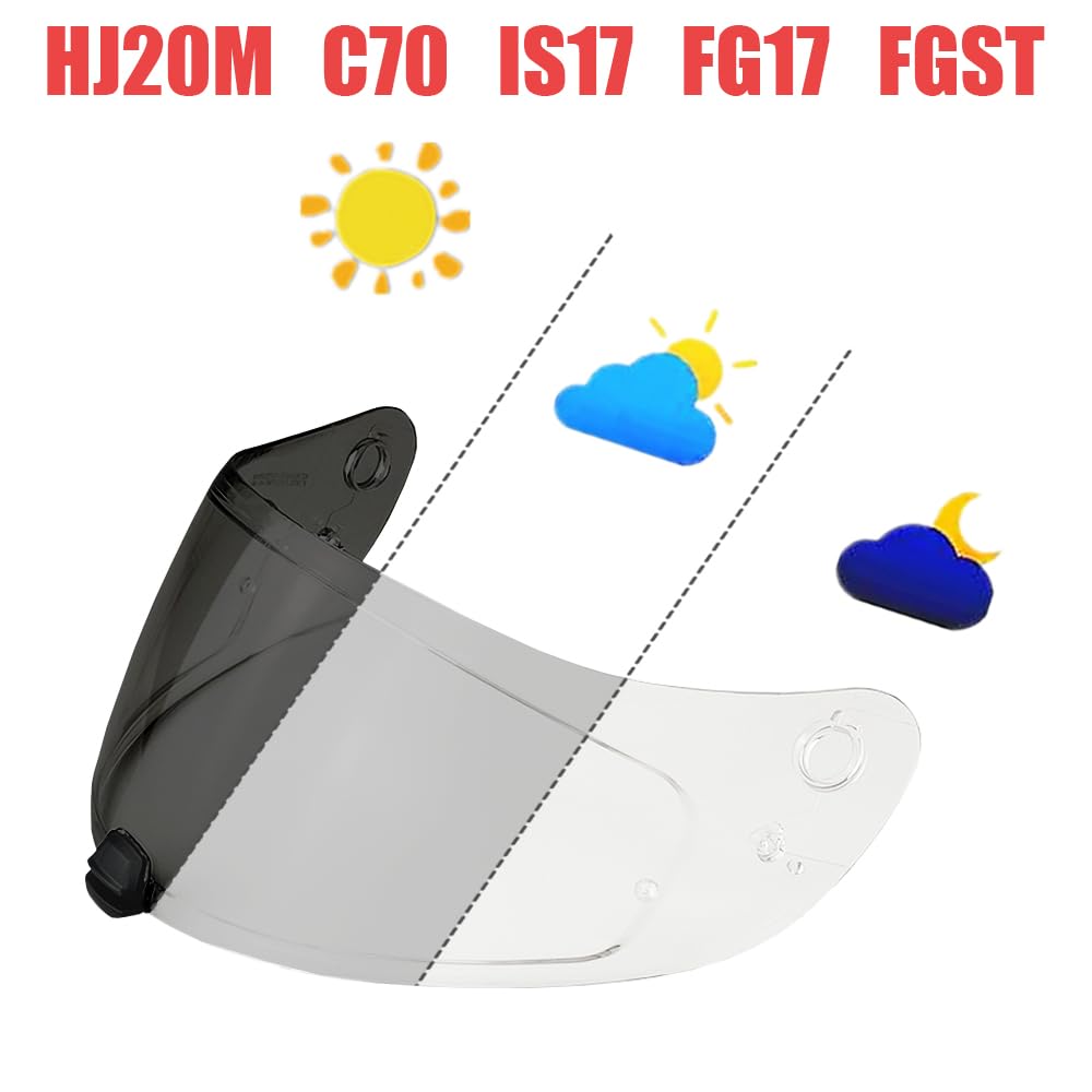 ZQIYDYP HJ-20M Photochromic Shield Helmet Visor Replacement for HJC FG-17 IS-17 C70 Helmet