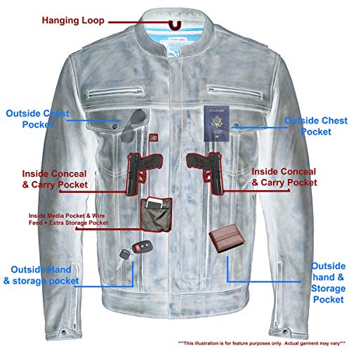 Image of Milwaukee Leather Men's Black Cowhide Quilted Pattern Scooter Style Racing Jacket MLM1545