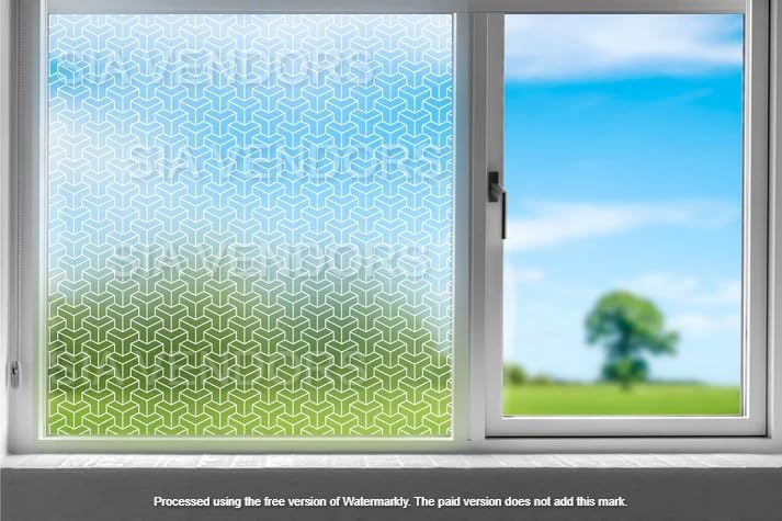 Image of SUNBIRD Window Film Privacy Colorful Window Sticker, Decorative Window Vinyl, Adhesive Home UV Blocking, Heat Insulation Static Cling for Bathroom Office (24 X 48 INCHES, Plus Frost)