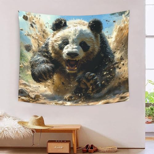 Panda géant 3D effet tapisserie décoration murale tissu chambre 180x230