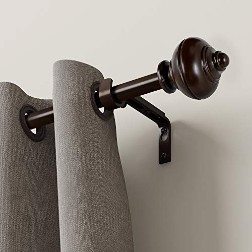 BOBOMOMO 2 Pack Adjustable Curtain Rod 3/4" Single Window Rod 28"-48" with Twisting Finials Brown Drapery Rod of Window Treatment (Brown, 28-48) - Thumbnail 4