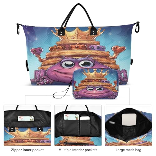 Cute Doodle Animal Lobster Travel Duffel Bags Gym Bag Weekender Handbag with Toiletry Bag for Women Girls Men2