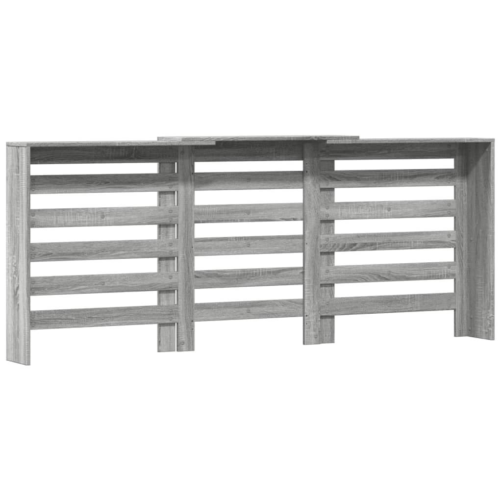 Revestimiento para radiador Sonoma gris de madera 205 x 21,5 x 83,5 cm con estante, diseño de lamas, práctico soporte de pared, cubierta adecuada para salón, baño y cocina