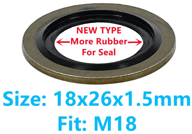Image of 50PCS M18 Self-Centered Bonded Seal Oil Washers Gasket, Engine Oil Crush Washers Drain Plug Gaskets by Dsnaduo