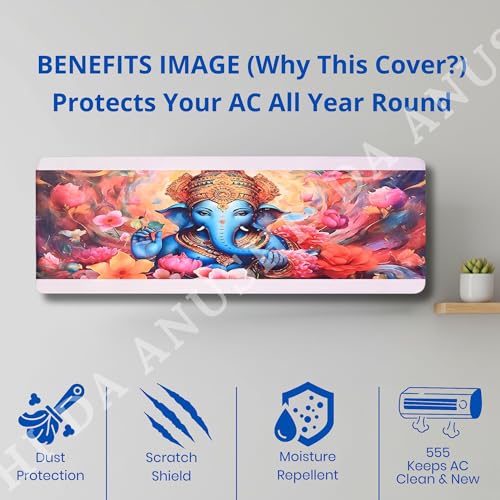 Image of Printed Split Ac Cover Combo Indoor Unit For 1.5 Ton Capacity AC, Inner Unit Ac Cover, All Weather Cover /Attractive Digital Prints /Dustproof /Water Resistant