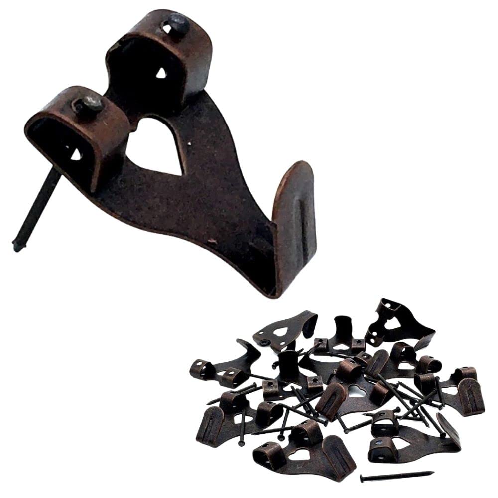 Sisi Uk Bronze Picture Hooks For Hard Walls Picture Hanging Hooks 33Mm Picture Hangers Double Hook Frame Hanging With Pins 10Pcs