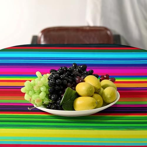 Nappe rectangulaire 140x140 cm à rayures mexicaines imperméable et infroissable