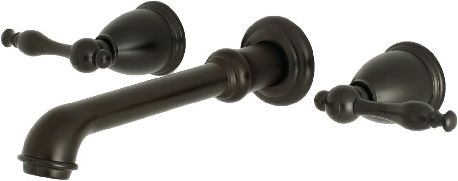 Kingston Brass KS7125NL Naples Two-Handle Wall Mount Bathroom Faucet, 10-7/16 inch in Spout Reach, Oil Rubbed Bronze