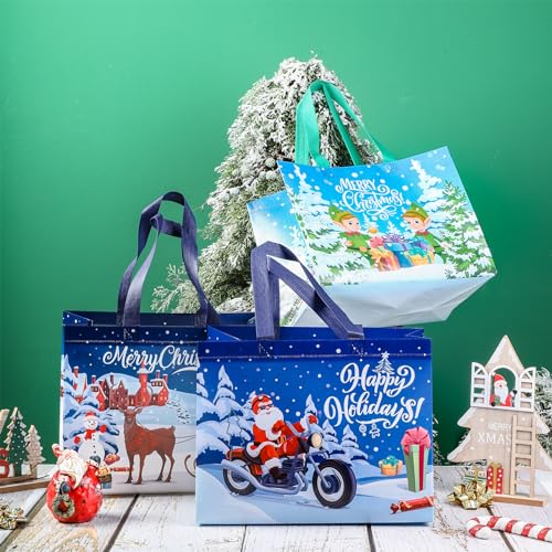Loveinside-Christmas-Medium-Recycled-Gifts-Bags-with-Handles-Reusable-Christmas-Party-Gift-Bag-Shopping-Bag-13-x-7-x-13-and-13-x-7-x-10-10-Pcs-Christmas-Design