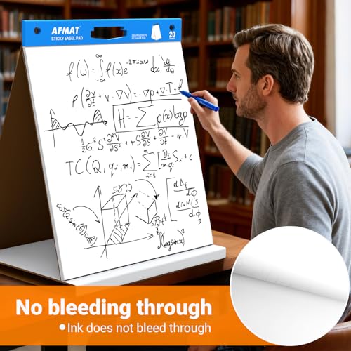 AFMAT Tabletop Sticky Easel Pad & Dry Erase Board 2 in 1, 20 x 23 in Portable Easel Stands for Teachers, Super Sticky & Bleed-Resistant, Ideal for Meetings/Training/Presentation, 20 Sheets/Pad, 8 Pads - Thumbnail 4