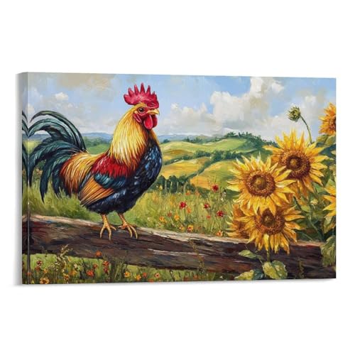 Tableau Impression Sur Toile Coq Décoration Murale Maison Salon Chambre 50x75cm