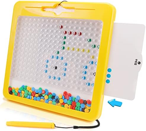 Magnetic Drawing Board Travel Games: Montessori Magnetic Dots Board Travel Toys for Kids Ages 3-5 Doodle Board with Magnet Beads & Pen 4-8 Toddler Car Activities Birthday Gifts 5 6 7 Year Old Boy Girl