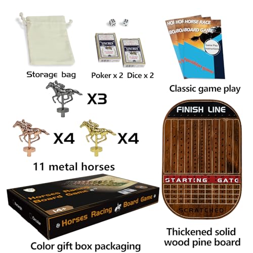 Juego de Mesa Horse Race con Caballos Metálicos y Dados miniatura 3
