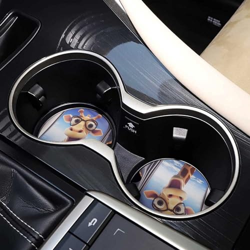 Juego de 4 Posavasos para Auto con Giraffe Wearing Glasses miniatura 7