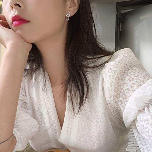 Reffeer 925 Sterling Silver Crescent Moon Star Studs Earrings For Women Teen Girls Cz Simulated Diamond Earrings Star Tassel Earrings (A-Silver) #TOP5