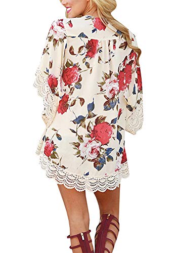 Camisunny Women Chiffon Printed Cardigan Kimono Robe Tops Beach Bikini Cover up Blouse2