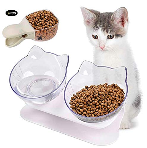 Legendog Futternapf Katze Erhöhte Futternapf Doppelter Futternapf mit erhabenen Ständer Pet Futternapf Ideal für Katzen und Kleine Hunde, Kippen Katzen schüssel 28,5 * 16 cm