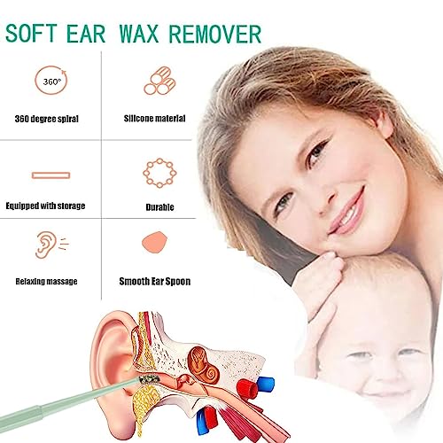Ohrenschmalz Entferner, Ohrenreiniger, New Sicheres und Weiches 360 Grad Spirale Silikon Ohrreiniger, Ohrenreinigung für Kinder und Erwachsene, mit Aufbewahrungskiste