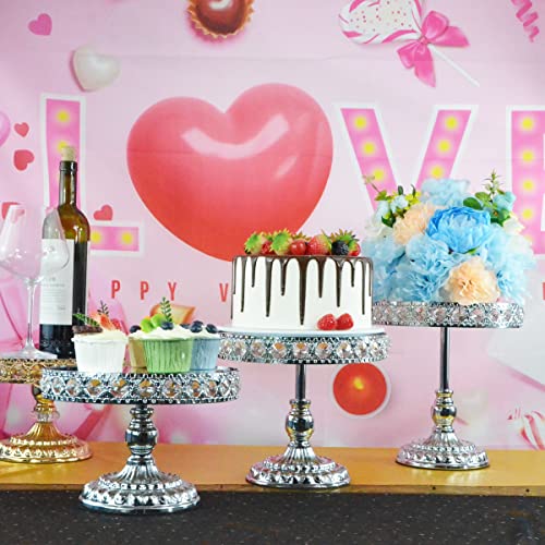 Set Of 3 Cake Stands, Metal Party Cake Stand Set And Cupcake Stands Cake Stand Fruits Dessert Display Plate For Wedding Party Birthday Baby Shower Celebration Home Decoration (Silver, 3 Pack) #TOP3