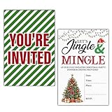 LyoGao Christmas Party Invitations - Jingle & Mingle Christmas Party for Xmas Winter Holiday - Ugly Sweater Christmas Dinner Invitations Fill in Invites Cards With Envelopes (20 Pack)