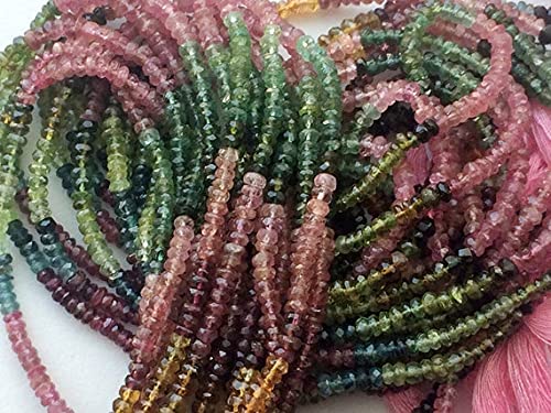 Tourmaline naturelle perles rondelles facettées 3-3.5mm strand 14 inch pour création bijoux