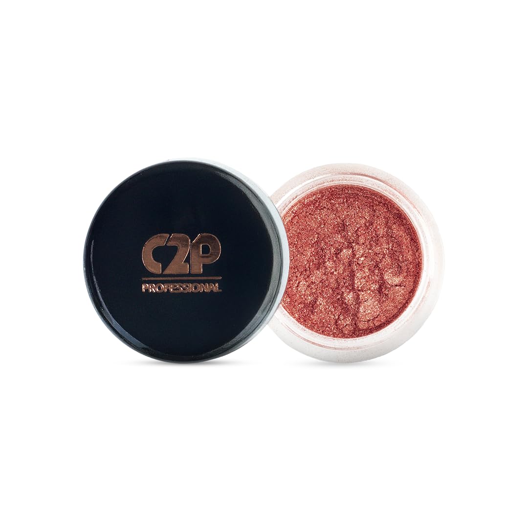 C2P Pro Eyeshadow Pigment for Eye Makeup - 2g | Long-Lasting and Highly Pigmented Loose Precious Pigments with Metallic Effect | Cosmetics For Women and Girls,Copper 09, 2 grams