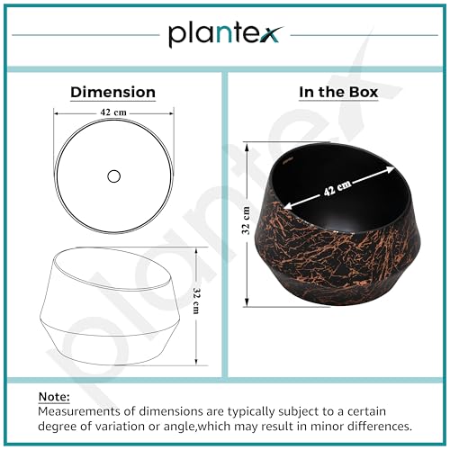 Image of Plantex Ceramic Tabletop Washbasin /Bathroom Basin Sink /Basin for Bathroom /Wash Basin for Restaurant /Hotel (Black & Gold - 16.5 x 16.5 x 13 Inch)