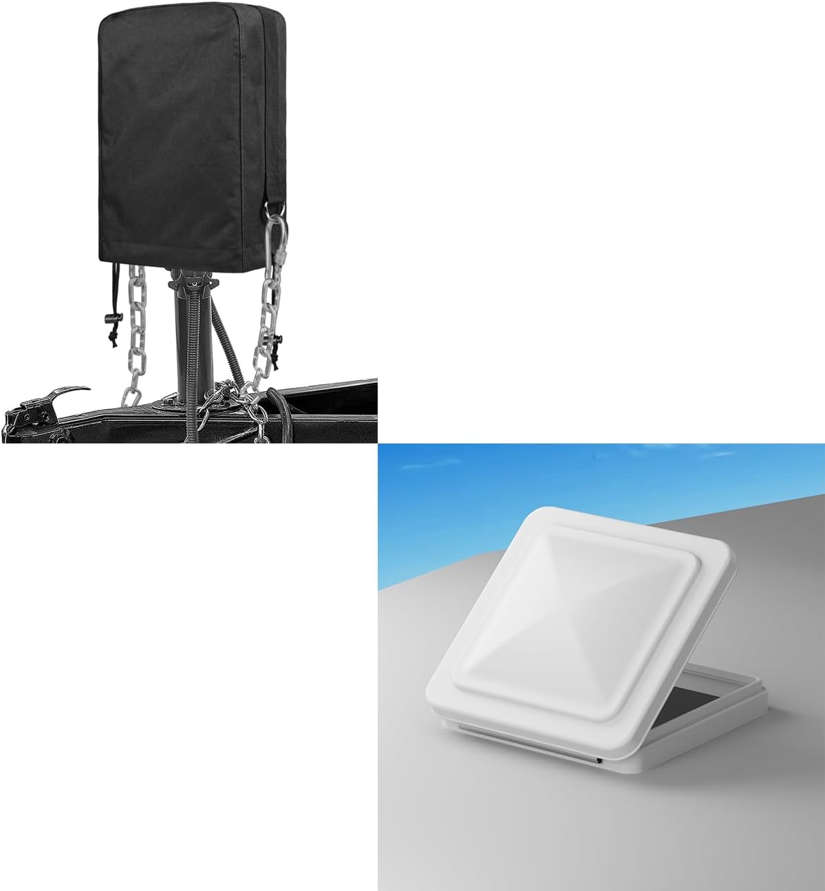 RV Electric Tongue Jack Cover+Aluminum RV Vent Cover Replacement 14''x14''