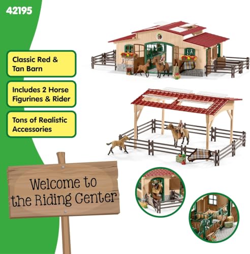 Image of Schleich Farm World - Stable with Horses and Accessories - Kids 3+ | 42195 | Farm Animal Figurine, Realistic Animal Toys, Barn Toy for Kids 3+, Screen-Free Imaginative Pretend Play, Montessori