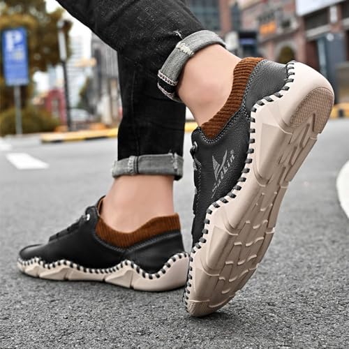 Salkined Mens Shoes, Casual Fashion Lace Up Slip On Sneakers, Leather Oxfords Work Shoe Sneaker for Men4