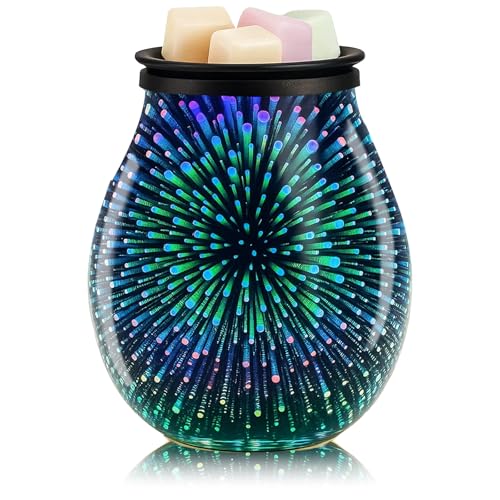 Leyoue 3D Glass Fireworks Electric Wax Melt Warmer with PTC Heating Plate Reusable Silicone Tray...