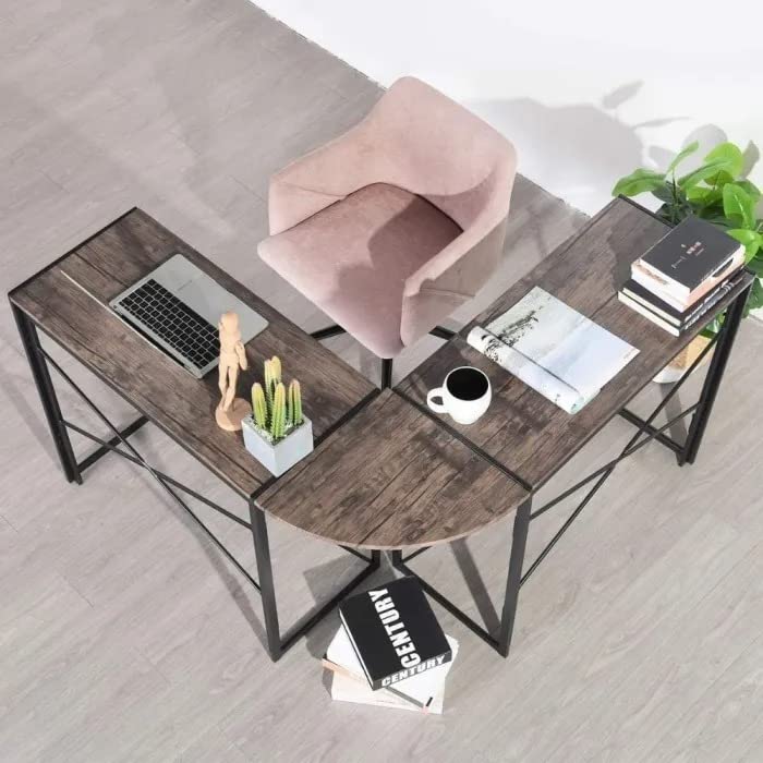 Priti - Corner Desk Folding Table Writing Computer Desk L-Shaped Home Office Desk Industrial Study Table