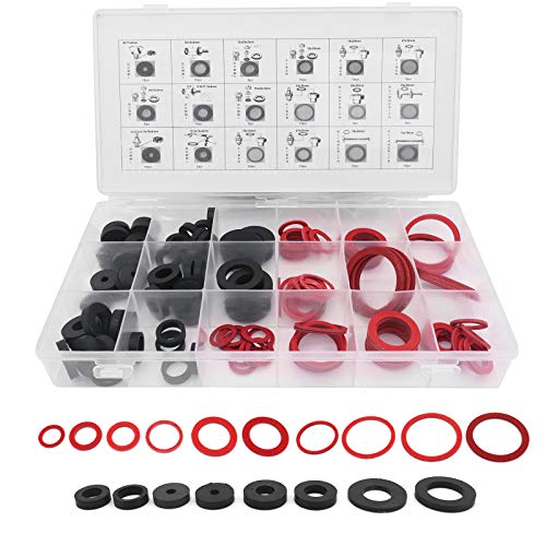 Yuhtech Kit de Juntas Arandela, 141 Pcs 18 Tamaños Arandela Plana de Goma Juntas Tóricas de Fibra...