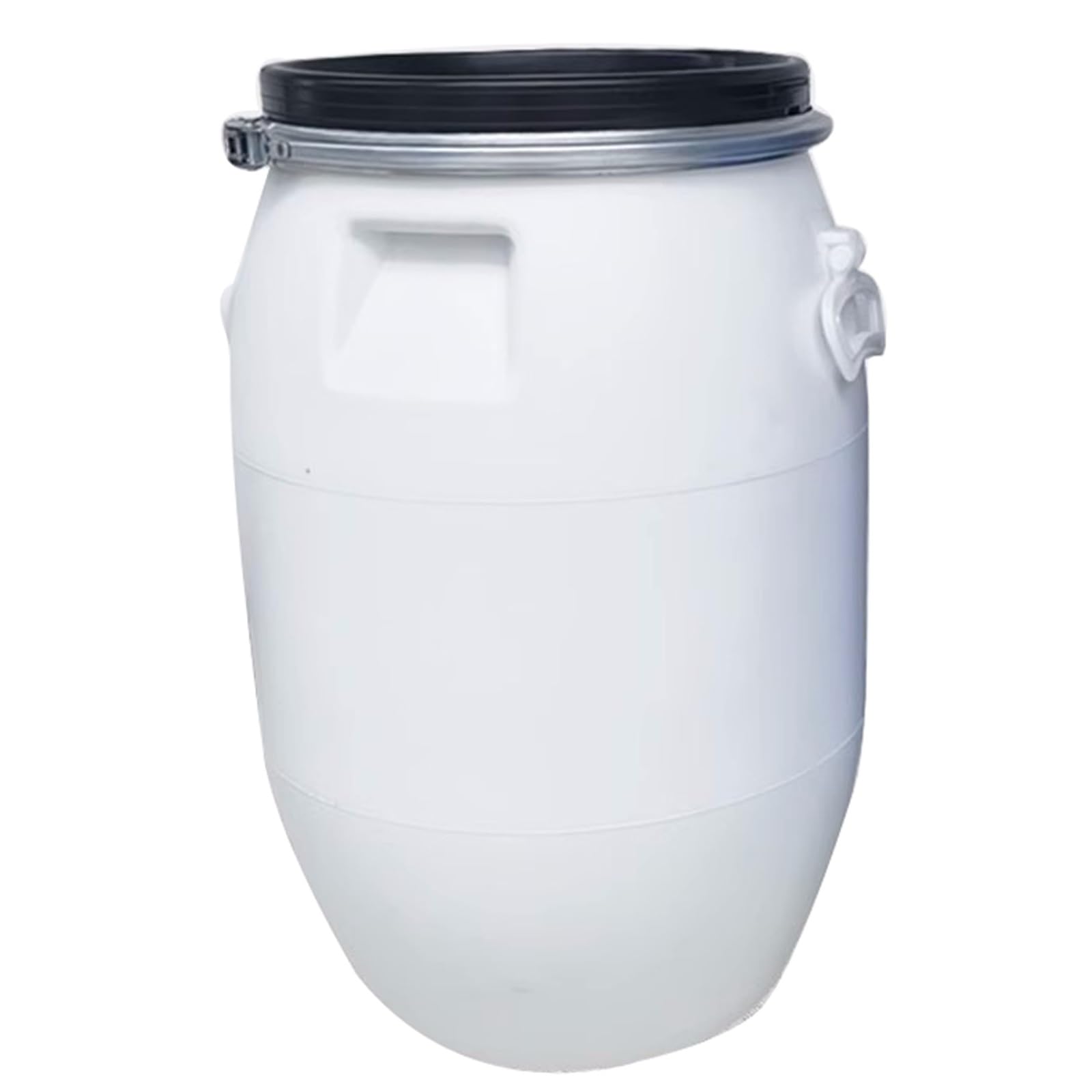 60L/100L/160L/200L Duża plastikowa biała beczka do przechowywania żywności z pokrywką i pierścieniem zatrzaskowym do transportu, hermetyczny przemysłowy pojemnik magazynowy (60L)
