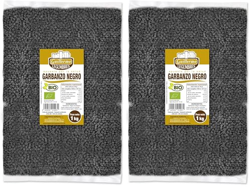 Guillermo | garbanzo negro BIO - Bolsa de 1kg. | 100% ecológica | Alto contenido en proteína vegetal | Ideales para guisos y potajes (Paquete de 2)