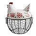 Chytaii Cesta Portaobjetos con Alambre Para Huevos con Tapa De Gallina En Forma De Gallina De Hierro Art Bandeja Porta Huevos Para Cocina, Casa O Salón