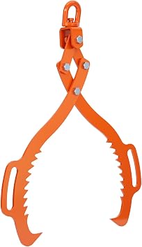 28 Inch Log Lifting Tongs, 2 Claw Log Grabber Hook with Operating Handle, 1543Lbs Capacity Heavy Duty Timber Claw Hook, Logging Tools for Tractors, Trucks, Forklifts, ATV Logging, Lumber Handling
