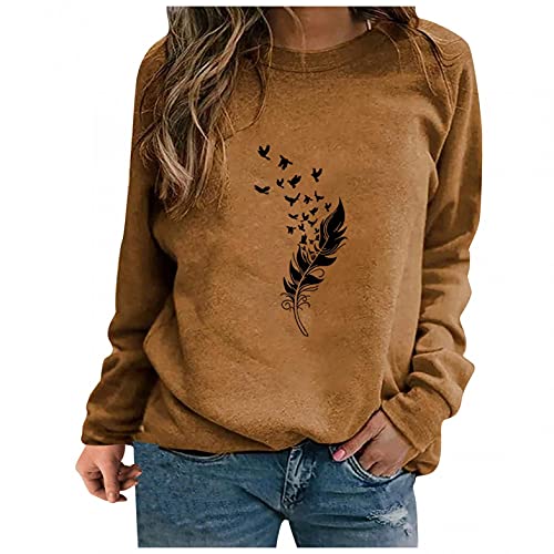 FABIURT Sweatshirt for Women Trendy,Womens Summer Tops Graphic Tunic Long Sleeve Tee Shirts Casual Loose Fit Shirts Blouses Tops t-Shirts Graphic tees Girls