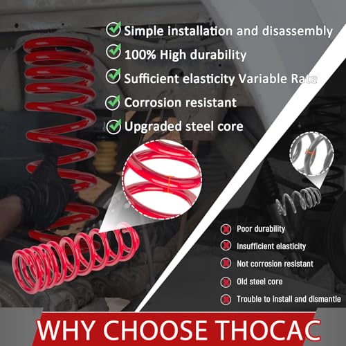 Image of 929-928 Rear Heavy Duty Coil Springs for 2009-2018 Ram 1500 2wd 4wd with 70% Extra Load Capacity (1200 Pounds) with a Subtle Height Adjustment, Red