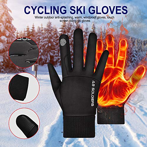 JUNKAI Luvas de inverno para homens, luvas térmicas à prova de vento, antiderrapantes, tela sensível