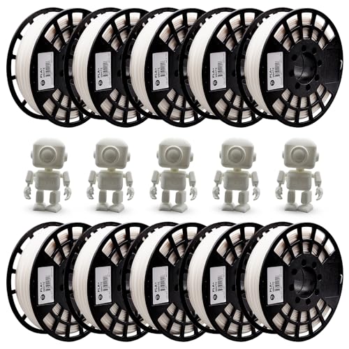 IIID MAX PLA Plus Filament Bundle X10 (White) – 3D Printing PLA+ Filament 1.75mm, Dimensional Accuracy +/- 0.03 mm, 10 Filament spools of 1kg (2.2lbs Each), Fits Most FDM Printers – Made in USA