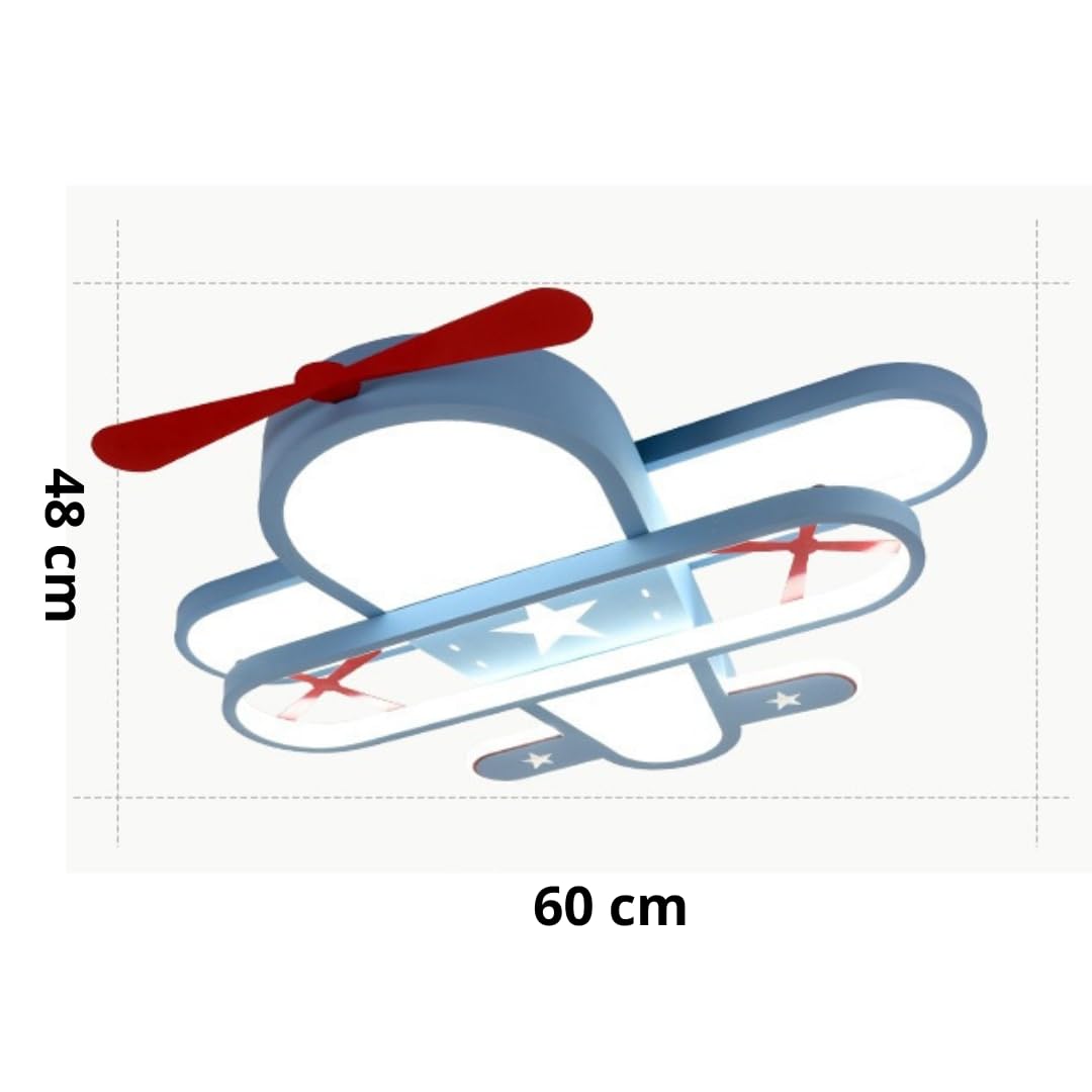 Arcadia Plafoniera LED Cameretta Bambini Aeroplano - Lampadario da Soffitto Moderno per Camera per bambini - Luce Calda e Fredda Dimmerabile - 60 cm 43W 4300 Lumen