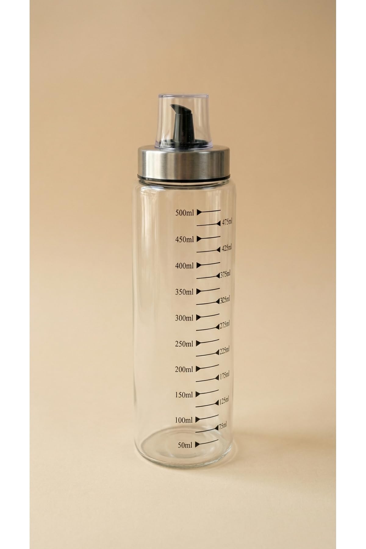 leelaHOME Metal Kapaklı Ölçülü Yağdanlık, Cam, Şeffaf, 550 ML