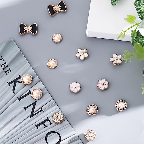NEWITIN 15 Pairs Magnetic Stud Earrings for Women Clip on Earring Magnet Studs Inlaid Cubic Zirconia Pearl Stud Earring Fashion Non Piercing Magnetic Earrings for Women2