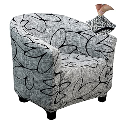 Jaotto Funda de Sillón Elásticas Chesterfield, 1 Pieza Cubre para Sillón Ajustable Universal Extraíbles Lavables, Funda de Sofá de Butacas para Recepción Hotel Sala de Estar (Flor Gris,1 Pieza)