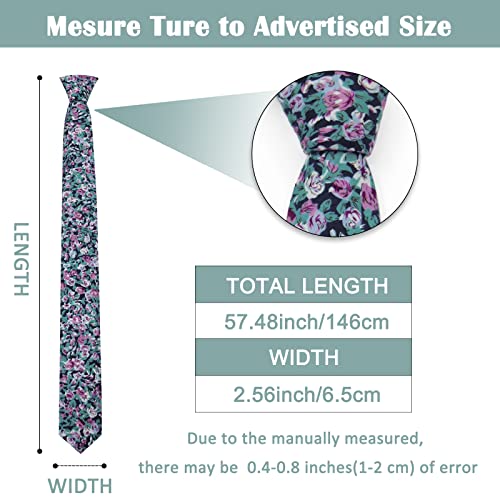 Image of Mantieqingway Men's Cotton Floral Neck Tie 2.56'' Printed Skinny Tie