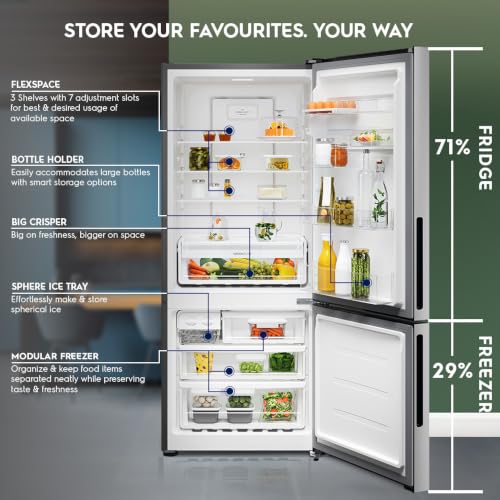 Image of Electrolux 425L 1 Star Double Door Refrigerator with AI CoolAssist, Bottom Mount Freezer, GreenZone Technology, Cooling 360, Inverter, Frost Free, UltimateTaste 700, EBE4302C-S, Stainless Steel
